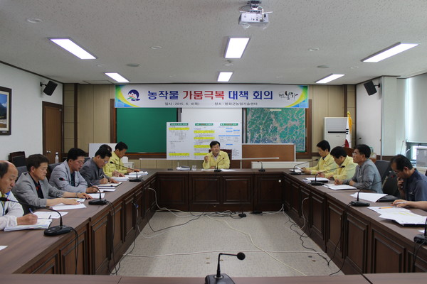 ▲ 봉화군은 최근 강수량 부족과 고온으로 인한 가뭄이 심각해짐에 따라 이를 해결하기 위한 농정가뭄대책회의를 가졌다. ⓒ봉화군 제공