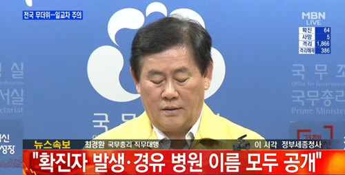 ▲ 최경환 국무총리 직무대행 ⓒMBN 방송 화면