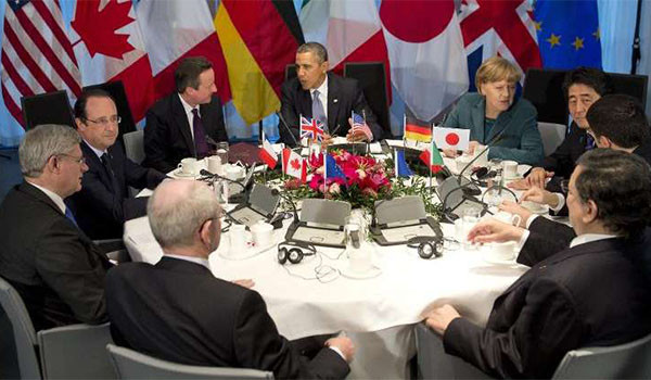 ▲ 지난 7일 독일에서 열린 G7 정상회담 만찬장 모습. ⓒi24뉴스TV 보도화면 캡쳐
