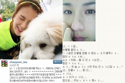 ▲ 채연 눈물셀카 ⓒ채연 인스타그램, 채연 미니홈피