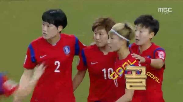 ▲ 여자 축구 한국 코스타리카 전 ⓒMBC 중계