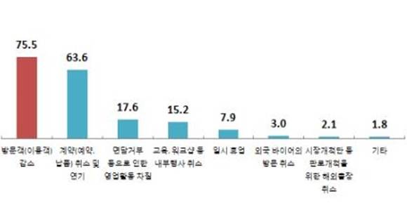 ▲ 메르스 확산으로 인한 경영상 타격(피해) 유형. ⓒ중기중앙회