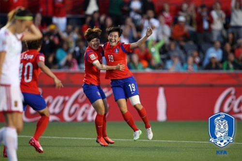 ▲ 김수연 선수가 골을 기록한 뒤 기뻐하고 있다.ⓒ대한축구협회