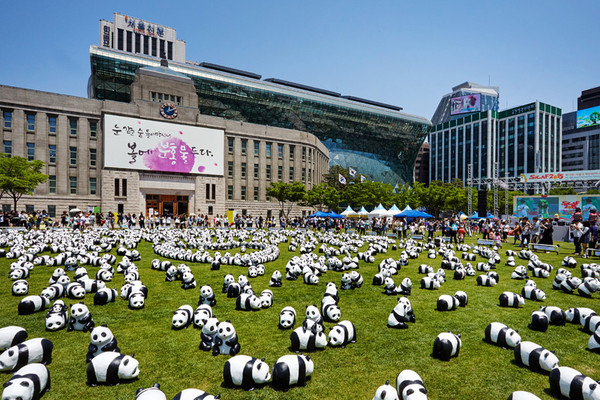 ▲ 서울광장에서 실시한 1600판다+ 플래시몹 전시 장면 (Seoul Plaza) ©AMHERST / Photo by K-images@대구문화예술회관 제공
