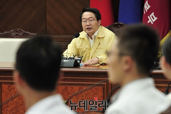 ▲ 군 의료지원단'발대식에서 모두발언하는 백승주 국방부 차관.ⓒ뉴데일리 이종현 사진기자