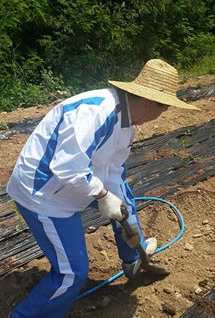 ▲ 새정치민주연합 정청래 최고위원이 지난달 30일 밭에서 삽질하고 있는 사진을 공개했다. ⓒ정청래의 알콩달콩 페이스북 캡처