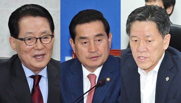 ▲ 새정치민주연합 호남 지역 의원들이 이른바 [호남 물갈이]에 맞서 공동 대응과 입장 표명을 모색하고 있어, 정치적 행보와 의도에 관심이 집중되고 있다. 사진 왼쪽부터 박지원 전 원내대표, 이윤석 원내수석부대표, 주승용 최고위원. ⓒ뉴데일리 이종현 기자