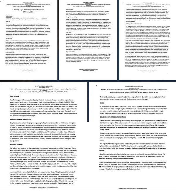 ▲ 'War is Boring' 블로그에 올라온 F-35A 스텔스 전투기 시험비행 관련 문서. ⓒ War is Boring 블로그