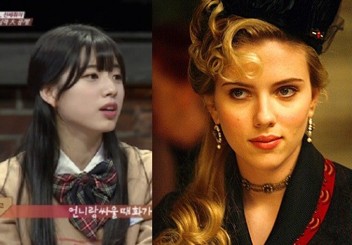 ▲ 신세휘와 스칼렛 요한슨 ⓒ고교10대천왕 방송화면,영화 스틸컷