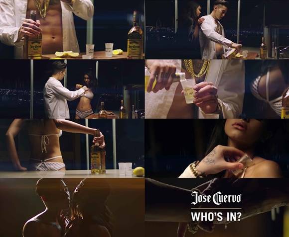 ▲ 박재범의 19금 뮤비 'Sex Trip' 속 데킬라 바디샷 장면. ⓒ포제이스리쿼코리아