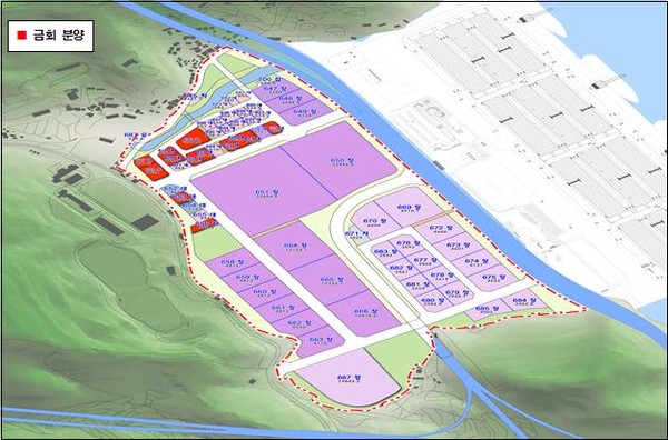 ▲ 가포신항의 배후단지 내 근린생활용지 잔여분ⓒ뉴데일리