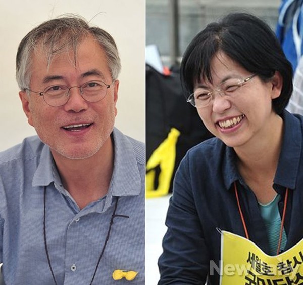 ▲ 광화문 광장에서 세월호 특별법 제정 촉구 동조 단식을 벌이고 있는 문재인 새정치민주연합 대표와 구 통진당 이정희 전 대표. ⓒ정재훈 기자