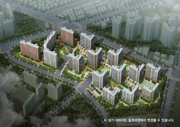 ▲ 대림산업 'e편한세상 도화'는 기업형 임대주택 뉴스테이 1호다.사진은 e편한세상 도화 조감도,ⓒ대림산업