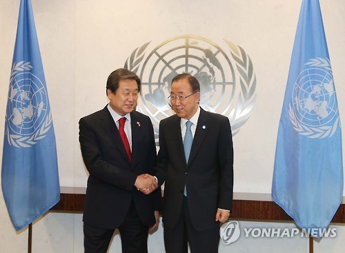 ▲ 새누리당 김무성 대표최고위원(왼쪽)과 유엔 반기문 사무총장. ⓒ연합뉴스
