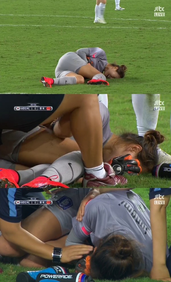 ▲ 동아시안컵 중국전서 선방한 김정미ⓒ방송캡쳐