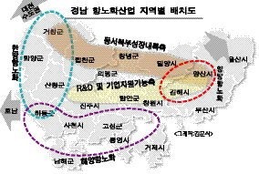 ▲ 경남 항노화산업 지역별 배치도. 경남도 ⓒ뉴데일리