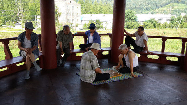 ▲ 무더위로 쉼터에서 더위를 식히고 있다.ⓒ영덕군 제공