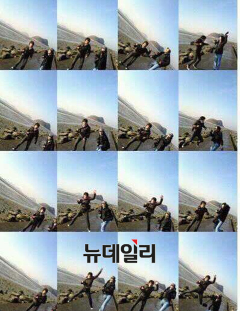 ▲ 박주신씨(왼쪽)가 2007년 당시 촬영한 점프 동영상 장면. ⓒ 뉴데일리DB