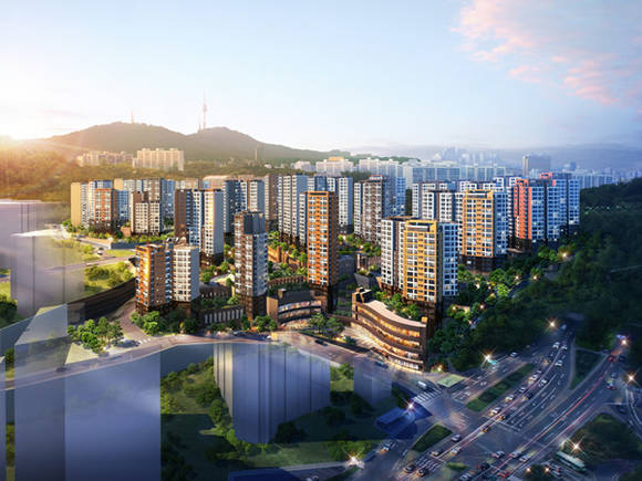 ▲ 대림산업은 8월 말 1976가구 규모의 'e편한세상 옥수파크힐스' 아파트를 공급한다. 사진은 e편한세상 옥수파크힐스 조감도.ⓒ대림산업