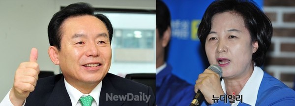 ▲ 새누리당 이인제 노동시장 선진화 특별위원장(왼쪽)과 새정치민주연합 추미애 청년 일자리 창출 및 노동·경제위기 극복을 위한 특별위원장. ⓒ뉴데일리 이종현 기자