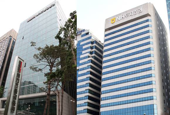 ▲ 메리츠종금증권(왼쪽)과 NH투자증권(오른쪽) 건물 전경.ⓒ각 사