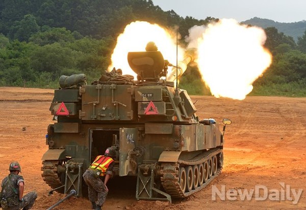 ▲ K-55 자주포.ⓒ뉴데일리 정상윤 사진기자