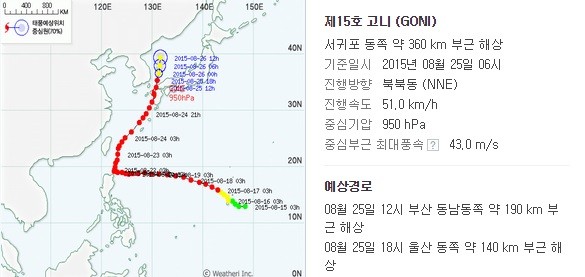 ▲ 태풍 고니ⓒ네이버