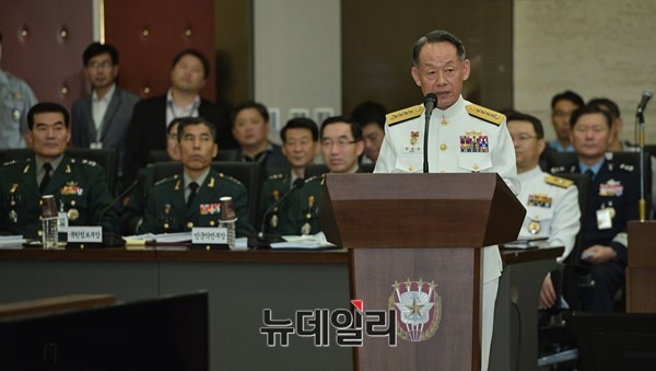 ▲ 최윤희 합참의장이 합참 국방위 국정감사에서 발언하고 있는 모습. ⓒ뉴데일리 정상윤 기자