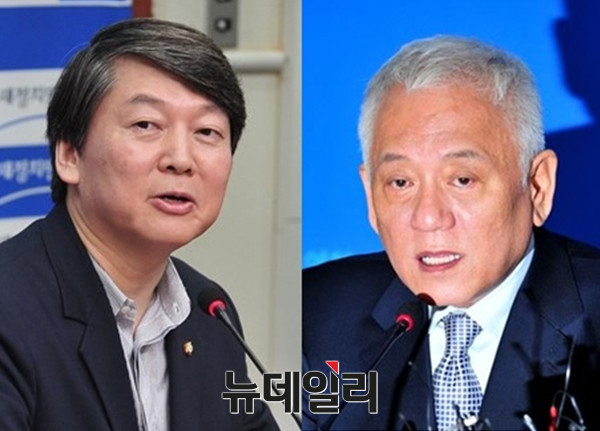 ▲ 새정치민주연합 안철수 의원(왼쪽)과 김한길 의원. ⓒ뉴데일리 DB