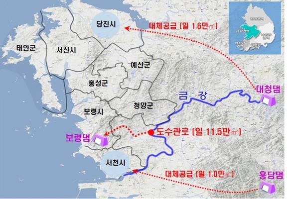 ▲ 보령댐 도수로 사업 위치도.ⓒ국토부