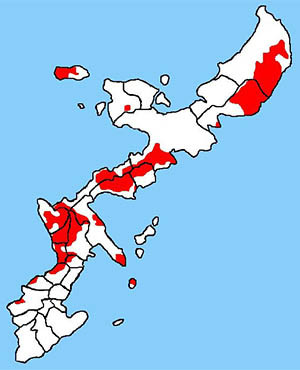 ▲ 오키나와 주둔 미군 기지 배치도. 오키나와에는 주일 미군의 절반 이상이 주둔하고 있다. ⓒ위키피디아 공개사진