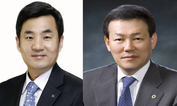 ▲ 윤경은 현대증권 사장(왼쪽)과 김기범 전 대우증권 사장(오른쪽).ⓒ각 사