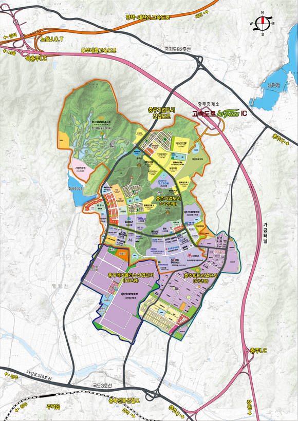 ▲ 충주기업도시는 연구개발, 산업에다 교육, 의료 등을 더한 복합도시로 개발되고 있다. 사진은 충주기업도시 토지이용계획.ⓒ충주기업도시