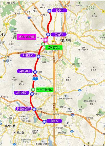 ▲ 용인~서울 고속도로 위치도.ⓒ국토부