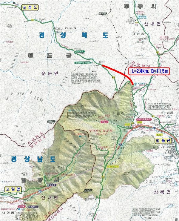 ▲ 경북 청도 운문령 터널 위치도ⓒ경북도 제공