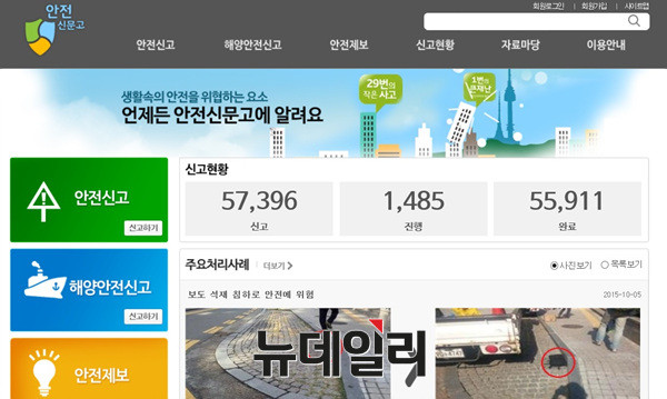 ▲ ⓒ안전처 안전신문고 홈페이지 캡쳐