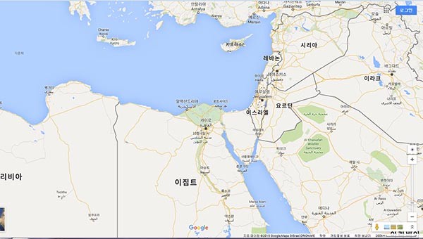 ▲ 이집트 시나이 반도 주변 지도. 이집트와 이스라엘 사이가 시나이 반도다. ⓒ구글 지도 캡쳐
