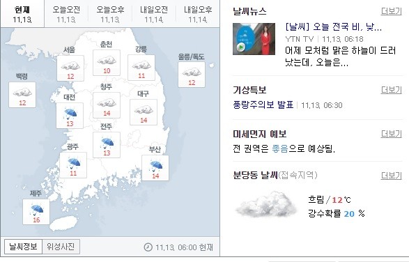 ▲ 오늘날씨ⓒ네이버