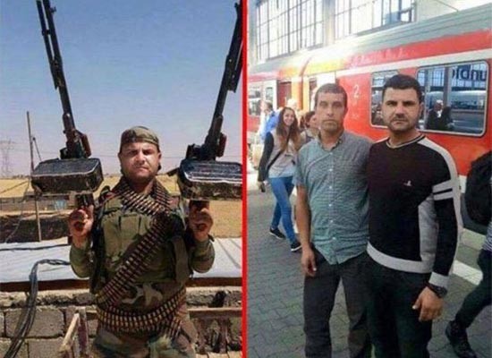 ▲ 지난 9월 헝가리 M1 방송국이 보도한, 시리아 난민 위장 테러범으로 추정되는 사람의 사진. 왼쪽은 시리아 테러조직원, 오른쪽은 독일의 한 기차역에서 찍은 사진이라고 한다. M1 방송 측은 