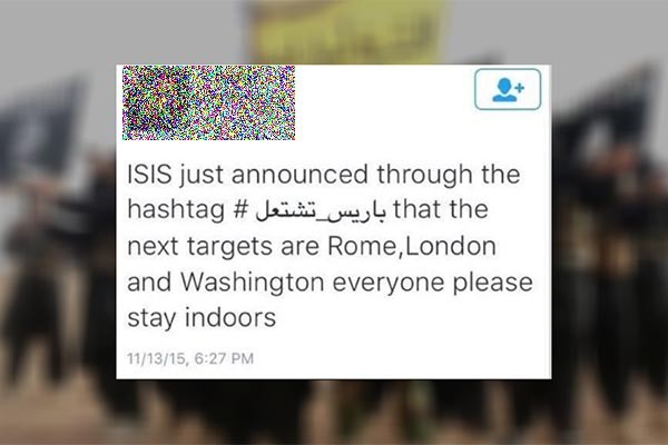 테러조직 ISIS 추종자가 리트윗한 내용. 다음 목표는 로마, 런던, 워싱턴이라고 돼 있다. ⓒ트위터 캡쳐