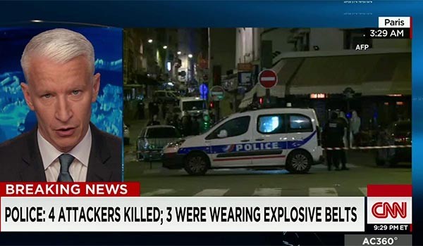 ▲ 지난 13일 밤부터 14일 새벽(현지시간)에 걸쳐 일어난 프랑스 파리 연쇄테러는 전 세계적인 후폭풍을 일으킬 것으로 보인다. ⓒ테러 당시 CNN 속보화면 캡쳐