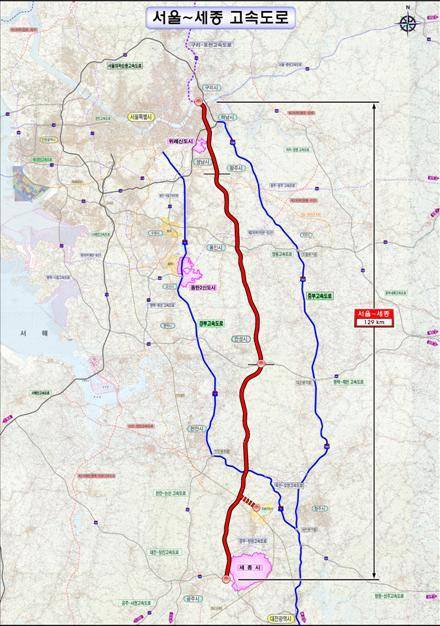 ▲ 서울~세종 고속도로 위치도.ⓒ국토부