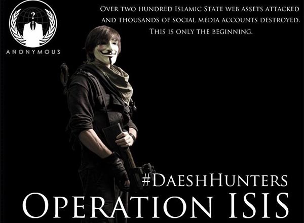▲ 해커 그룹 '어나니머스'는 지난 16일 테러조직 '대쉬(ISIS)' 사냥을 공식 선언했다. 사진은 어나니머스 동조자들이 만든 사진. ⓒ해외 온라인 커뮤니티 캡쳐