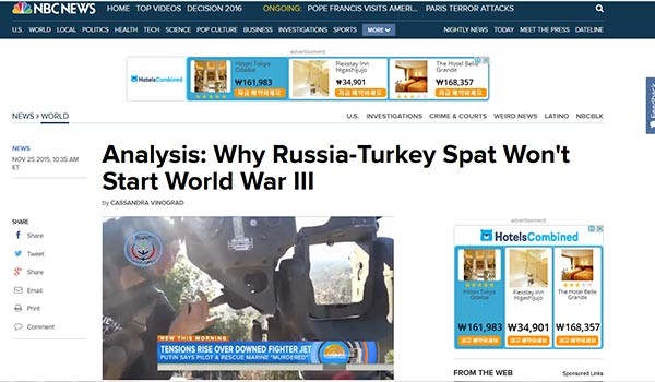 ▲ 반면 美NBC는 군사 전문가와 국제관계 전문가들을 인용, "제3차 세계대전은 안날 것"이라는 분석 기사를 내놨다. ⓒ美NBC 뉴스 관련보도 화면캡쳐