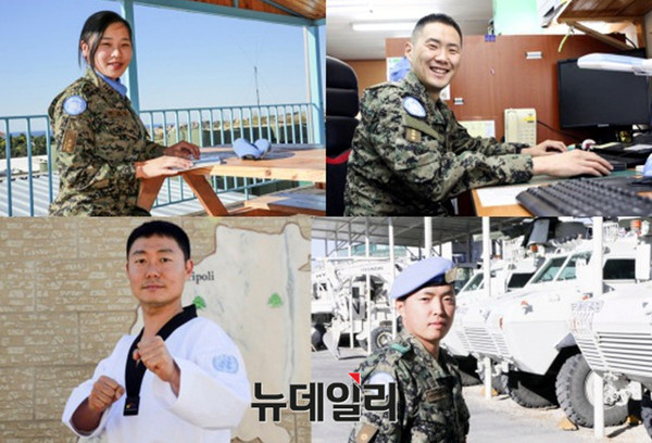 ▲ 레바논 동명부대에서 활동중인 (위부터)편새봄 대위, 김기현 대위, (아래부터) 박순오 상사, 원승환 상사.ⓒ국방부 공동취재단