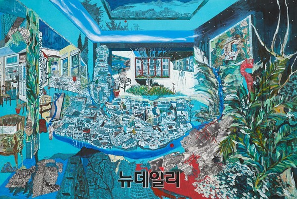▲ 상상된 기억들 1, 125×187cm, 한지에 수묵꼴라쥬, 아크릴, 2015 ⓒ 권인경