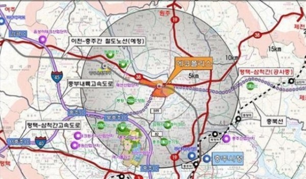 ▲ 충북경제자유구역 충주에코폴리스지구 위치도.ⓒ뉴데일리