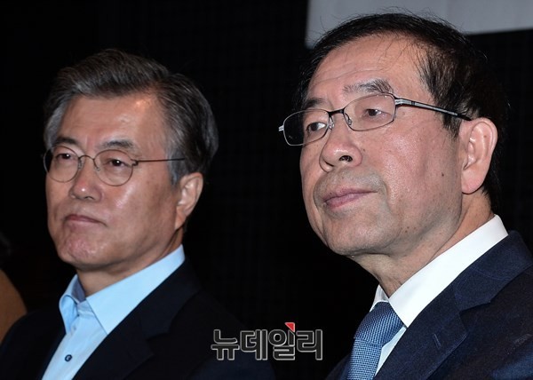 ▲ 새정치민주연합 문재인 대표의 이른바 문·안·박 연대 제안의 최대 수혜자로 지목됐던 박원순 서울시장이 문·안 간 양강구도로 진행되면서 지지율이 되레 추락하고 있다. ⓒ뉴데일리 정상윤 기자