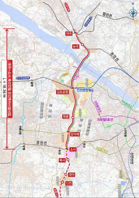 ▲ 대곡 소사 복선전철 노선도.ⓒ국토부