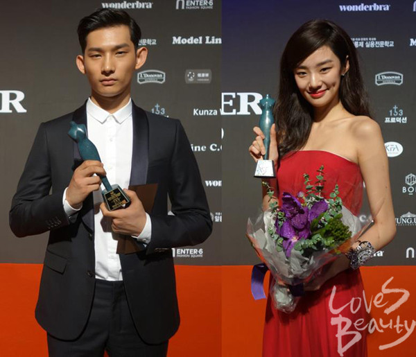 ▲ 사진은 지난해 12월 3일 진행된 '제29회 코리아 베스트드레서 스완 어워드'에서 각각 베스트드레서 남자모델 부문과 여자모델 부문을 수상한 모델 박형섭과 스테파니 리.